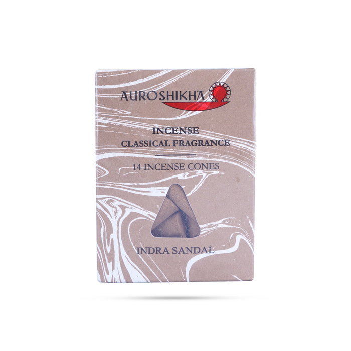 Auroshikha Indra Sandal Incense Cones - 14 Pcs | Incense Classical Fragrance Dhoop Cones/ Sambrani Cones