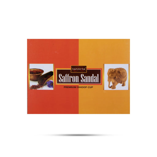Elevate your sacred rituals with the Nandita Saffron Sandal Premium Dhoop Cup for Pooja