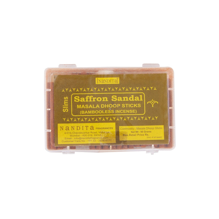 Nandita Saffron Sandal Dhoop (Slims) Sticks - 80Gms | Dhoop Batti/ Dhup Agarbatti for Pooja