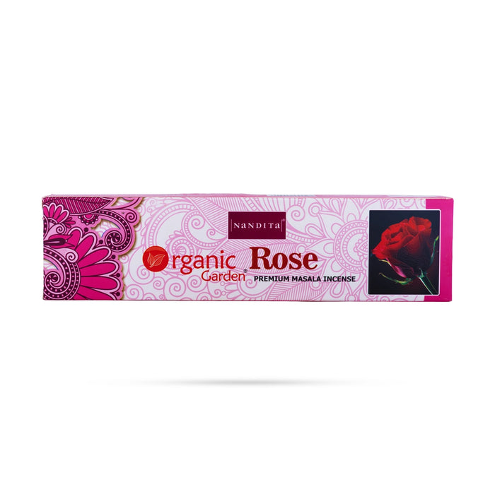 Nandita Organic Rose Garden Premium Masala Incense Stick - 100 Gms | Agarbathi/ Scent Sticks For Meditation & Pooja