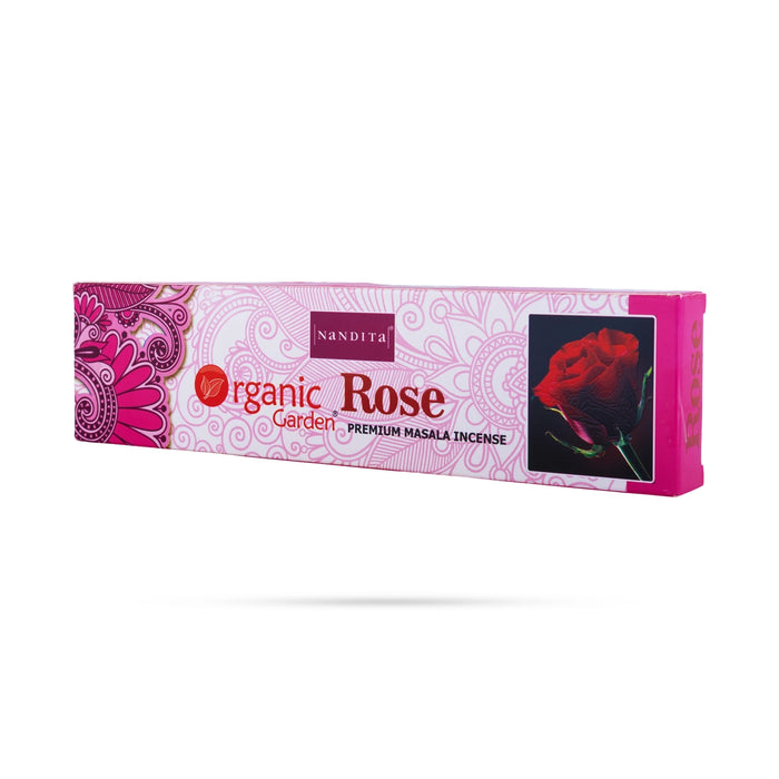 Nandita Organic Rose Garden Premium Masala Incense Stick - 100 Gms | Agarbathi/ Scent Sticks For Meditation & Pooja