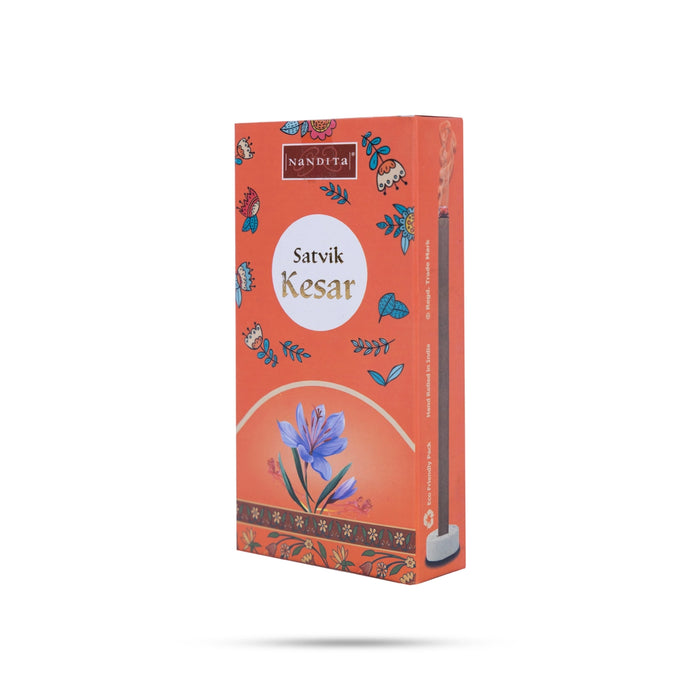 Nandita Satvik Kesar Natural Dhoop Stick - 50 Gms | Dhoop Batti/ Sambrani Sticks for Living Room & Pooja Space