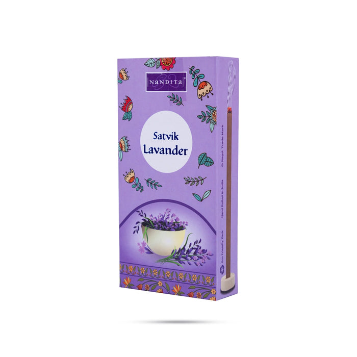 Nandita Satvik Lavendar Natural Dhoop Stick - 50 Gms | Aromatic sambrani for Spiritual Worship & Home Fragrance
