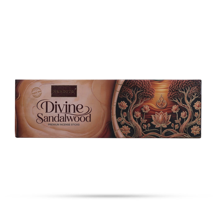 Nandita Divine Sandalwood Premium Agarbatti - 100Gms | Incense Sticks / Scent Sticks / Agarbathi For Pooja