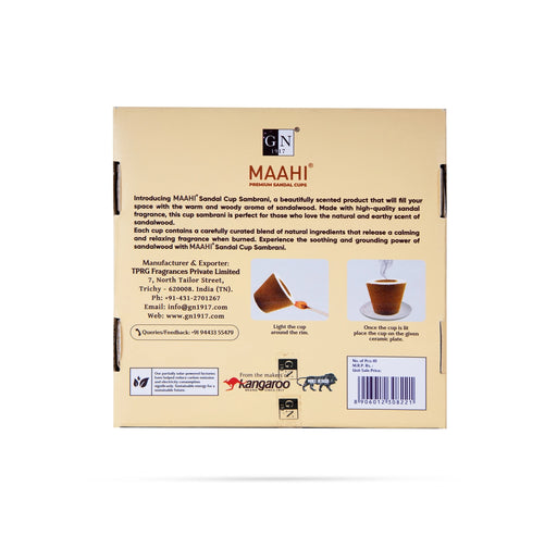 Kangaroo Maahi Premium Sandal Cups - 10 Pcs | Dhoop Cup/ Chandan Fragrance Sambrani Cup/Guggal Dhoop for Pooja - Dhoop & Sambrani