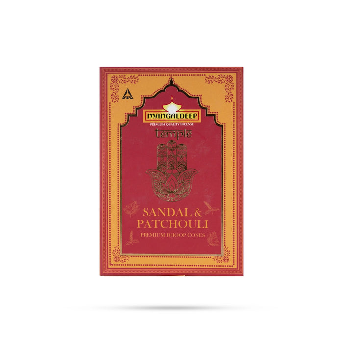 Mangaldeep Temple Sandal & Patchouli Premium Dhoop Cones - 40 Pcs | Premium Quality Incense Cone for Pooja - Dhoop & Sambrani