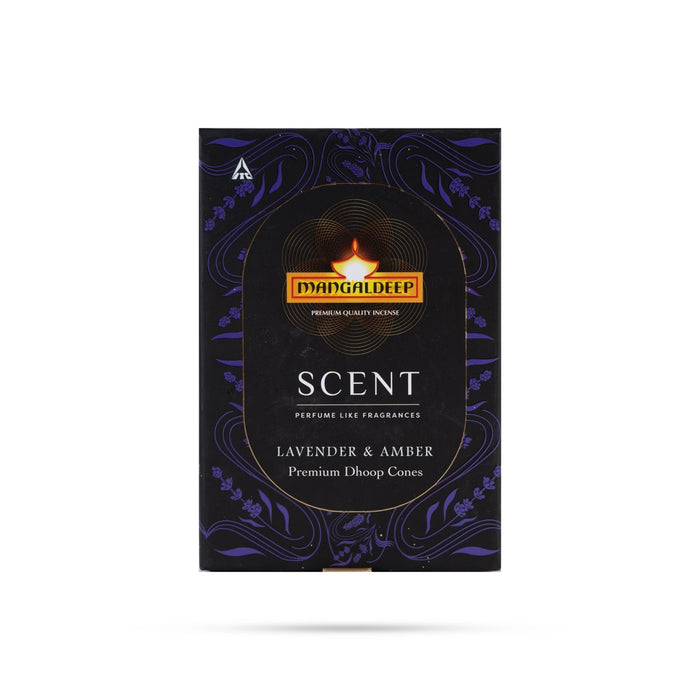 Mangaldeep Scent Lavender&Amber Premium Quality Dhoop Cones - 40 Pcs | Perfume Fragrance Incense Cone for Pooja - Dhoop & Sambrani
