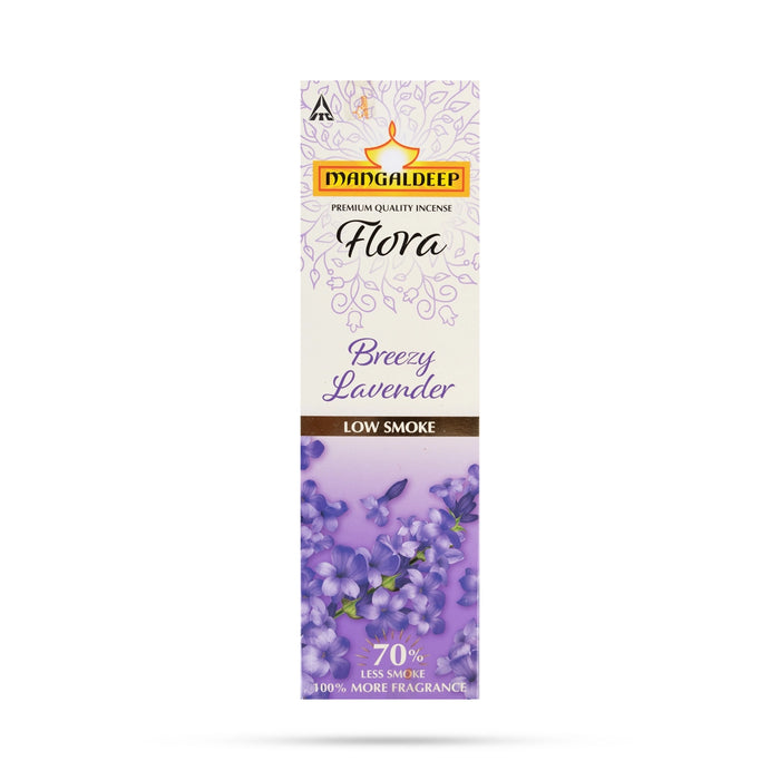 Mangaldeep Flora Breezy Lavender Incense Sticks - 100 Gms | Less Smoke Agarbatti/ Agarbathi for Pooja - Agarbatti & Incense