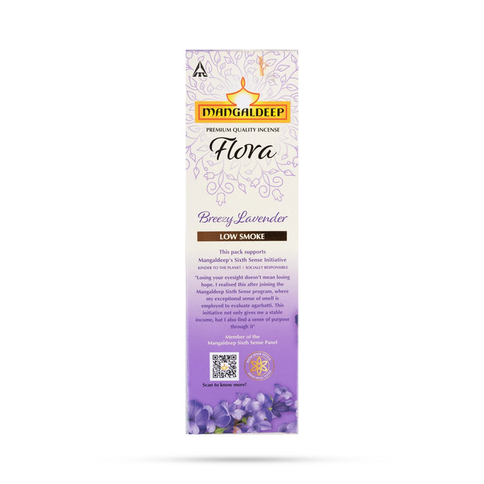 Mangaldeep Flora Breezy Lavender Incense Sticks - 100 Gms | Less Smoke Agarbatti/ Agarbathi for Pooja - Agarbatti & Incense