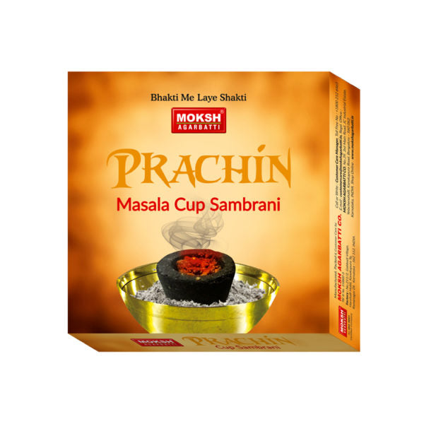 Moksh Prachin Masala Cup Sambrani is a traditional and aromatic incense product used for various religious and spiritual purposes.
