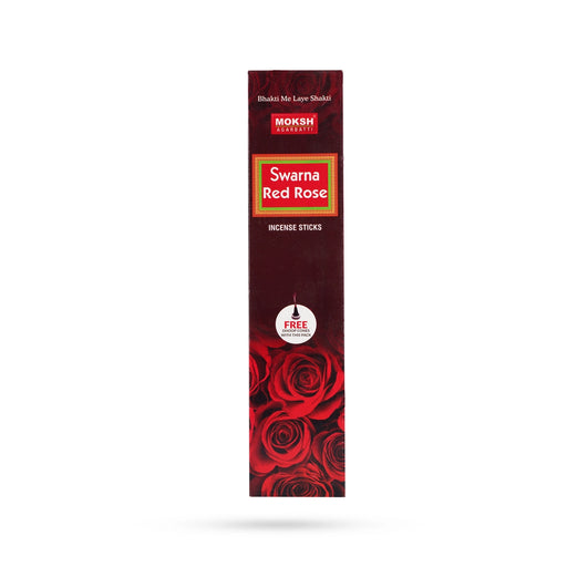 Moksh Swarna Red Rose Incense Sticks - 105 Gms | Agarbatti / Scent Sticks / Agarbathi For Home & Pooja - Agarbatti & Incense