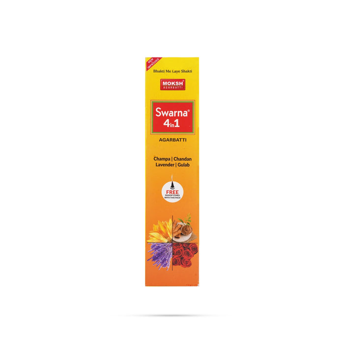 Moksh Swarna 4 In 1 Incense Sticks - 100 Gms - Export | Agarbathi / Scent Sticks For Living Room & Pooja Space