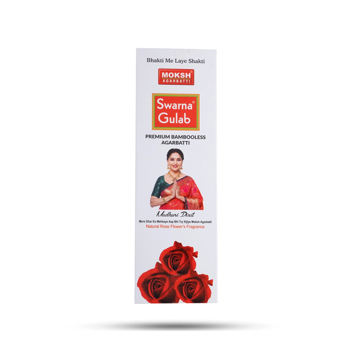 Moksh Swarna Gulab Premium Bambooless Agarbatti - 95 Gms | Incense Sticks/ Agarbathi For Floral Fragrance - Agarbatti & Incense