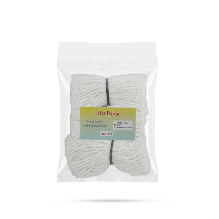 Lamp Wicks - 250 Pcs | Sita Vilakku Thiri / Nool Thiri / White Thread wicks for Lamp