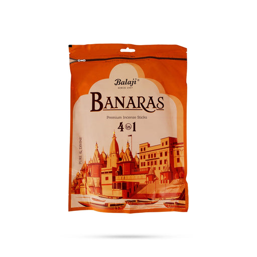 Balaji Banaras Premium Incense Sticks - 450 Gms | 4 In 1 Zipper Pouch / Scent Sticks / Agarbathi for Pooja - Agarbatti & Incense