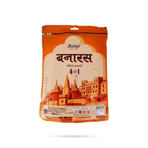 Balaji Banaras Premium Incense Sticks - 450 Gms | 4 In 1 Zipper Pouch / Scent Sticks / Agarbathi for Pooja - Agarbatti & Incense