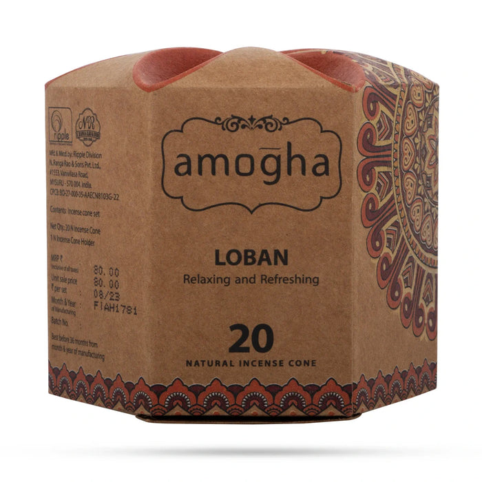 Iris Amogha Loban Natural Incense Cone - 20 Pcs | Relaxing and Refreshing Sambrani Cone for Pooja - Dhoop & Sambrani