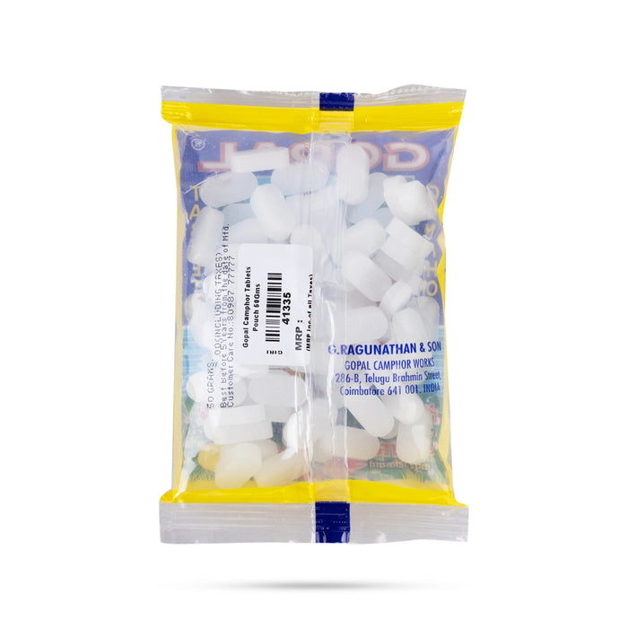 Gopal Camphor Tablets Pouch - 50 Gms | Karpooram/ Kapoor for Pooja - Camphor