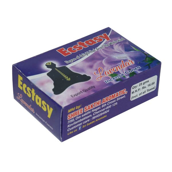 Ecstasy Incense Cones emanate a divine fragrance that blends floral, woody, and aromatic notes, creating a harmonious symph