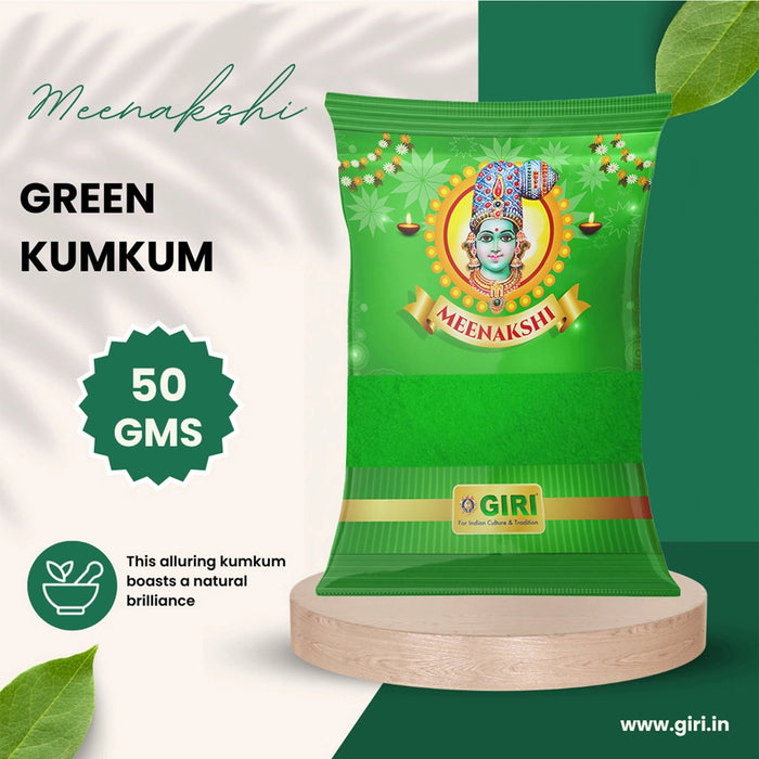 Giri Kumkum - 50 Gms | Kubera Kumkum/ Kuber Pacha Kumkuma/ Green Colour/ Sindoor for Pooja - Turmeric & Kumkum