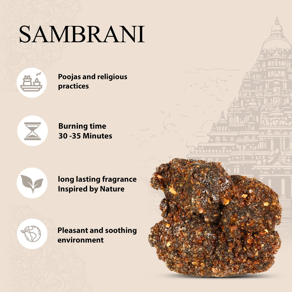 Sambrani Katti/Original Sambrani/Sambrani Guggal, also known as benzoin, is a natural aromatic resin that has been used for Pooja