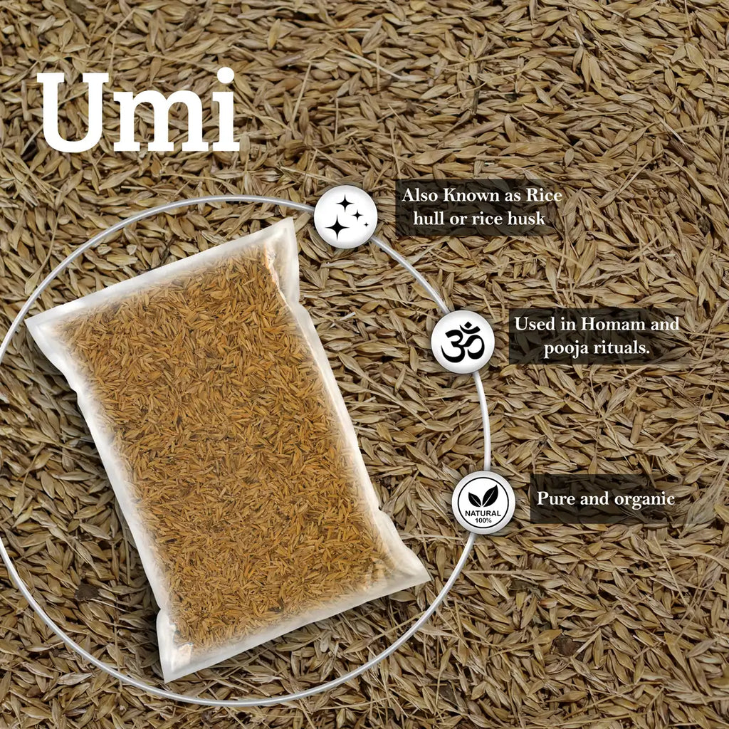 Giri Umi - 100 Gms | Rice Hulls/ Pooja Paddy Husk/ Nel Husks for Homa and Havan