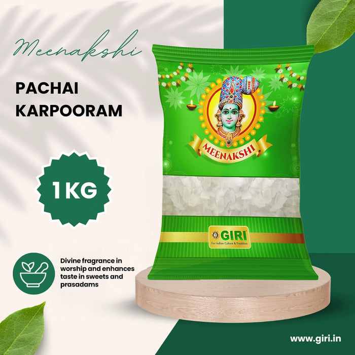 Giri Pachai Karpooram - 1 Kg | Camphor Crystals / Kapoor/ Kapur for Pooja Rituals - Camphor