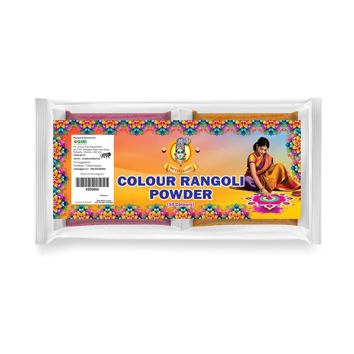 Colour Rangoli Powder Set (Pack Of 10 Colours) | Colour Kolam Powder/ Rangoli Colour Powder for Floor Decor - Kolam & Rangoli