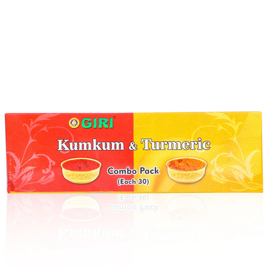 Giri Turmeric Kumkum Set - 30 Pcs | Thamboola Gift/ Haldi/ Kungumam/ Yellow, Red Colour - Turmeric & Kumkum