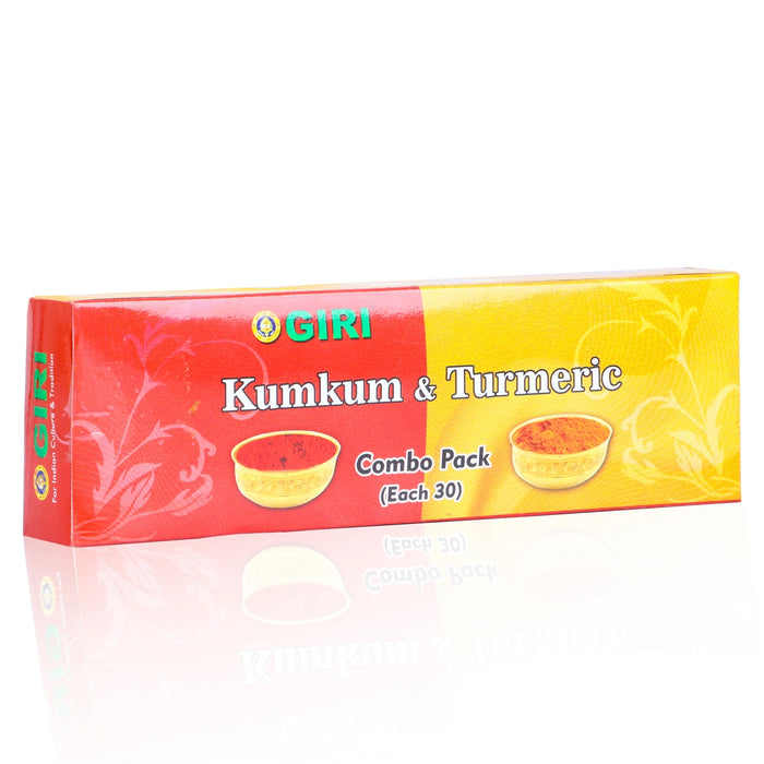 Giri Turmeric Kumkum Set - 30 Pcs | Thamboola Gift/ Haldi/ Kungumam/ Yellow, Red Colour - Turmeric & Kumkum
