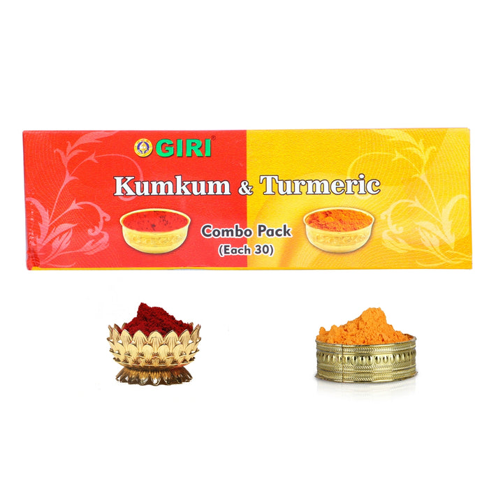 Giri Turmeric Kumkum Set - 30 Pcs | Thamboola Gift/ Haldi/ Kungumam/ Yellow, Red Colour - Turmeric & Kumkum