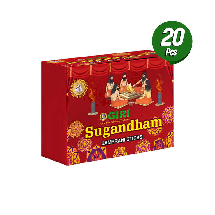 Sugandham Sambirani Sticks - 20 Pcs | Dhup batti/ Guggal/ Dhoop/ 20 Sticks/ Loban for Pooja