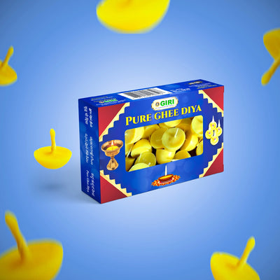 Giri Pure Ghee Diya - 50 Pcs | Ghee Wicks/ Diya Batti/ Jyot Batti/ Ghee Cotton Wicks for Pooja