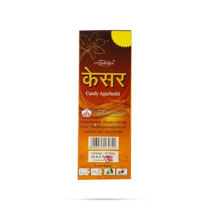 Misbah Kesar Candy Agarbathi - 10 Sticks | Incense Sticks/ Agarbatti for Pooja