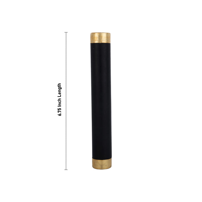 Karungali Kattai With Metal Cap - 1 x 6.75 Inches | Karungali Stick/ Ebony Stick for Pooja - Deity Accessories