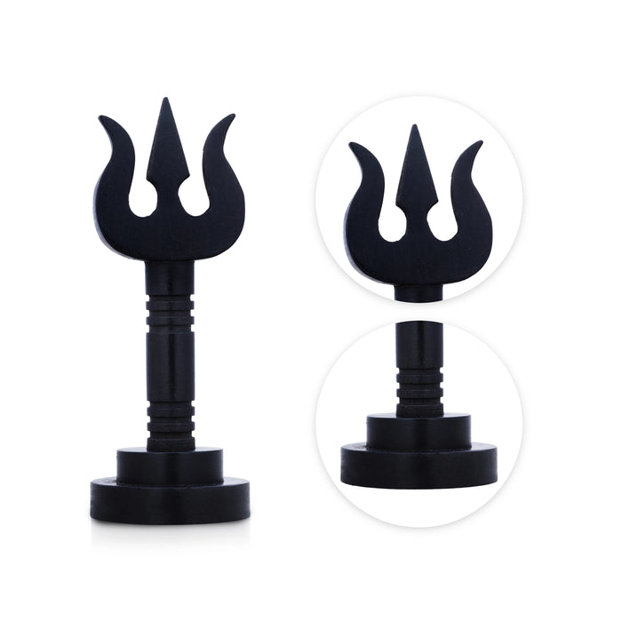 Trishul With Base - 3 x 1 Inches | Karungali Shiva Trishul/ Ebony Soolam for Deity - Deity Accessories