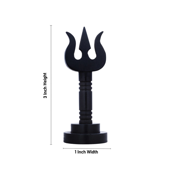 Trishul With Base - 3 x 1 Inches | Karungali Shiva Trishul/ Ebony Soolam for Deity - Deity Accessories