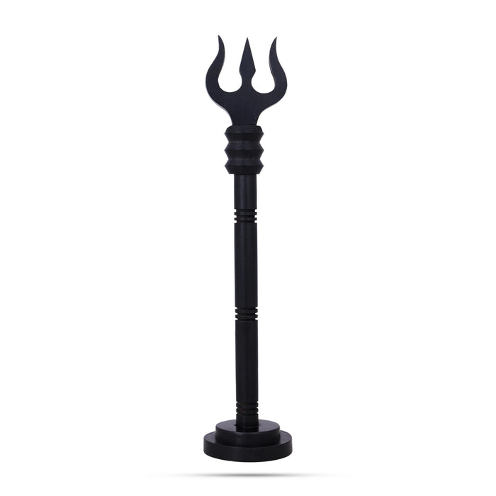 Trishul With Base - 10 x 1.5 Inches | Karungali Astras/ Shiva Trishul/ Ebony Soolam/ Durga Trishul for Pooja - Deity Accessories