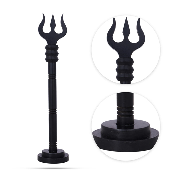 Trishul With Base - 10 x 1.5 Inches | Karungali Astras/ Shiva Trishul/ Ebony Soolam/ Durga Trishul for Pooja - Deity Accessories