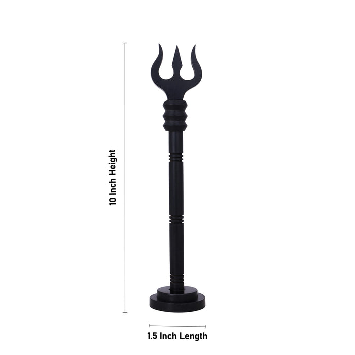 Trishul With Base - 10 x 1.5 Inches | Karungali Astras/ Shiva Trishul/ Ebony Soolam/ Durga Trishul for Pooja - Deity Accessories