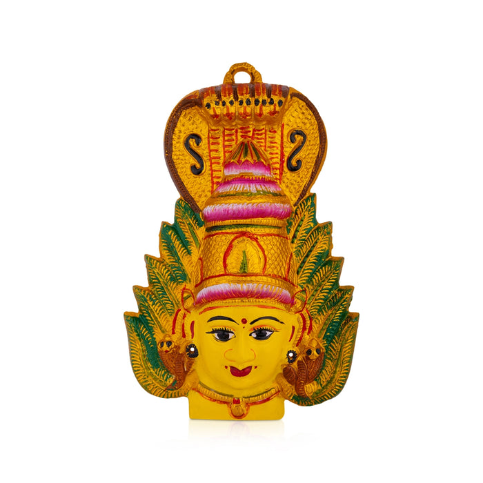 Amman Face With Nagam - 12 x 8 Inches | Zinc Amman Mugam / Ammavari Face for Varalakshmi Decor