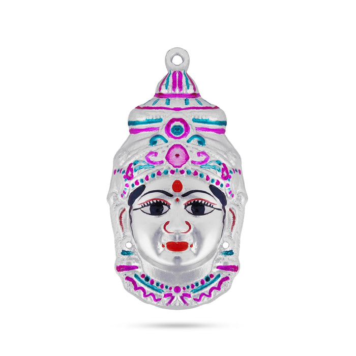 Lakshmi Devi Face - 6.5 x 3 Inches | Zinc Amman Mugam/ Stone Ammavari Face for Varalakshmi Decor