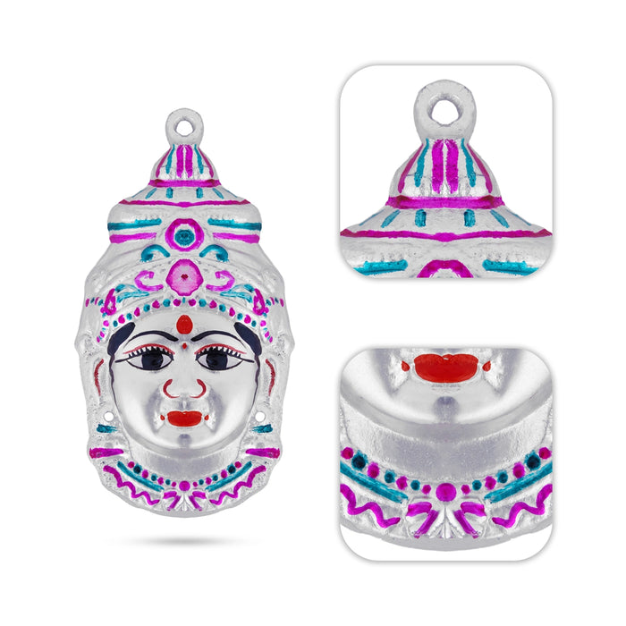 Lakshmi Devi Face - 6.5 x 3 Inches | Zinc Amman Mugam/ Stone Ammavari Face for Varalakshmi Decor