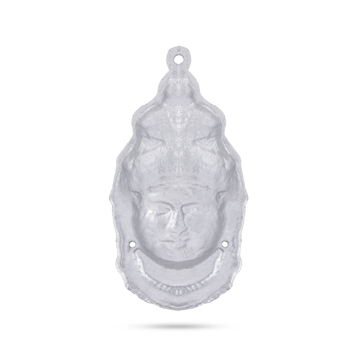 Lakshmi Devi Face - 6.5 x 3 Inches | Zinc Amman Mugam/ Stone Ammavari Face for Varalakshmi Decor