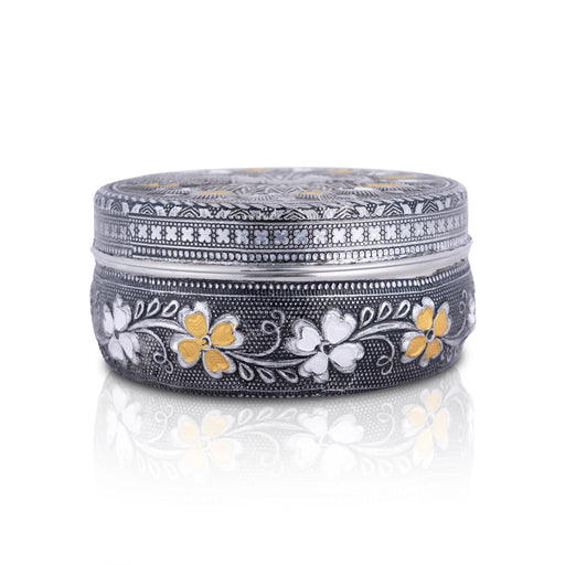Pooja Box - 2 x 4 Inches | Meenakari Design Storage Box / Stainless Steel Jewellery Box for Pooja - Brass Murties