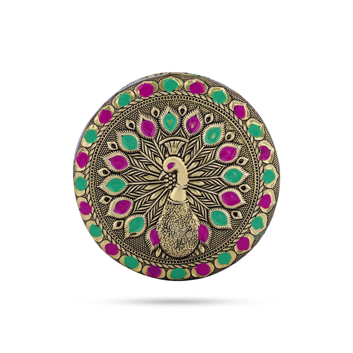 Pooja Box - 4.7 Inches | Meenakari Design Storage Box/ Decorative Jewellery Box for Home