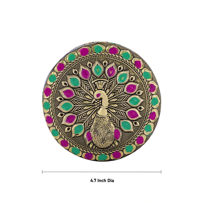 Pooja Box - 4.7 Inches | Meenakari Design Storage Box/ Decorative Jewellery Box for Home