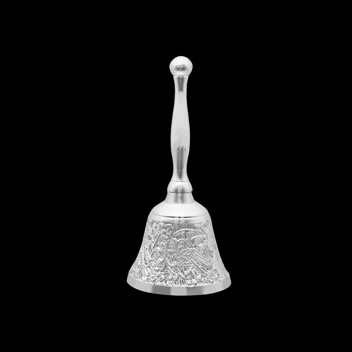 Silver Polish Hand Bell - 5 X 2 Inches | Stainless Steel Ghanti/ Pooja Bell For Temple Rituals - Pooja Bells