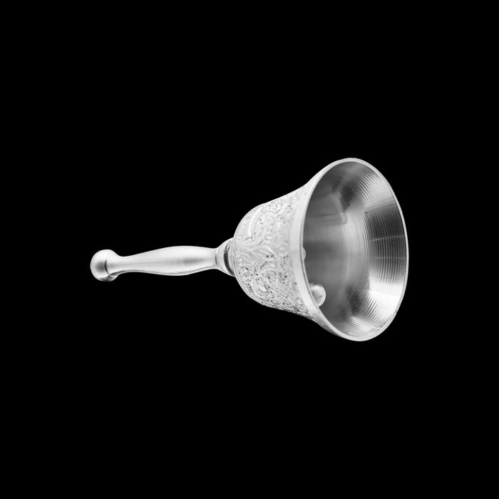 Silver Polish Hand Bell - 5 X 2 Inches | Stainless Steel Ghanti/ Pooja Bell For Temple Rituals - Pooja Bells