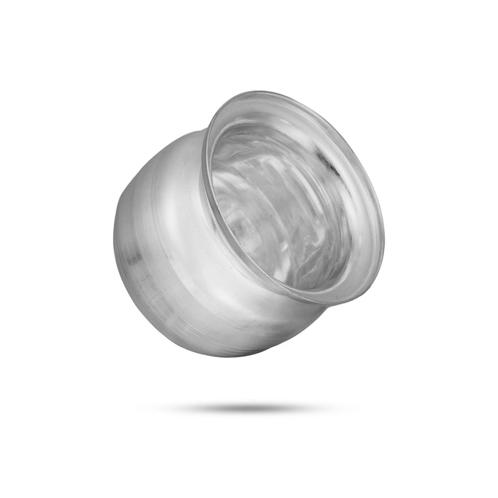 Silver Polish Lota - 3 X 2.75 Inches | Stainless Steel Amrit Kalash/ Chombu/ Pooja Pot For Pooja And Temple - Kalash & Pooja Lota